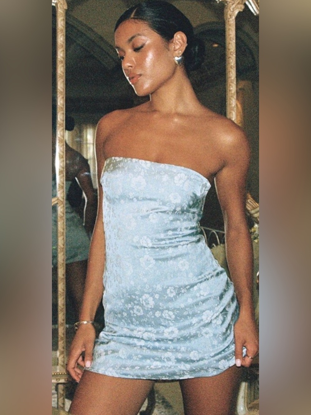 Princess Polly Ramie Mini Dress Strapless blue